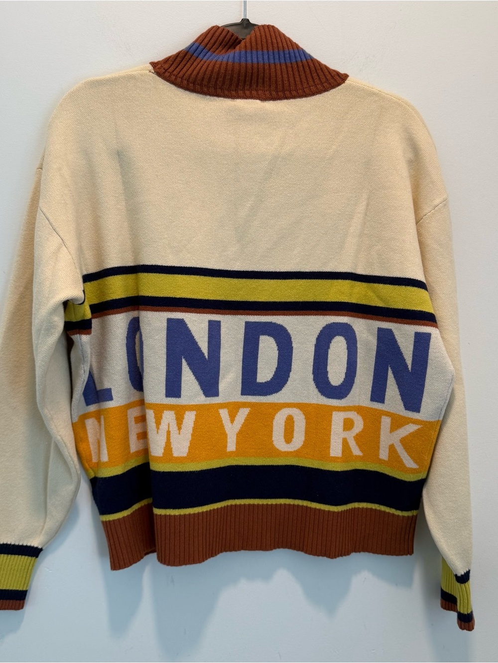 Anthropologie The Montana Mock-Neck Half-Zip Sweater by Maeve XS Brown Motif - Picture 5 of 10